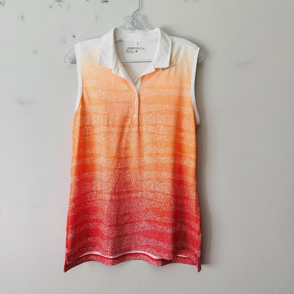 Nike Golf Sleeveless Polo Orange Pink Shirt Women’s Size L